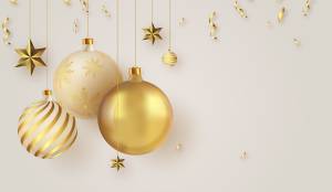 merry christmas background with golden christmas balls